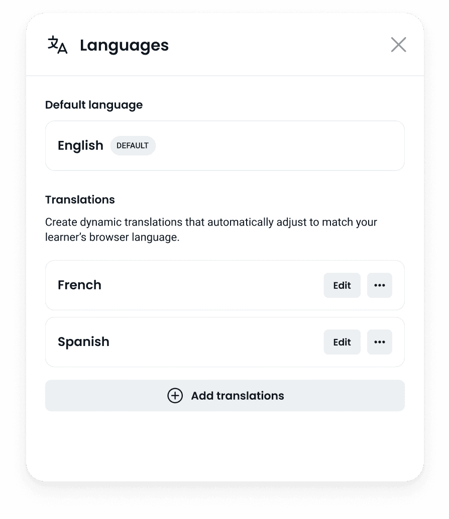 Multi-language translation panel
