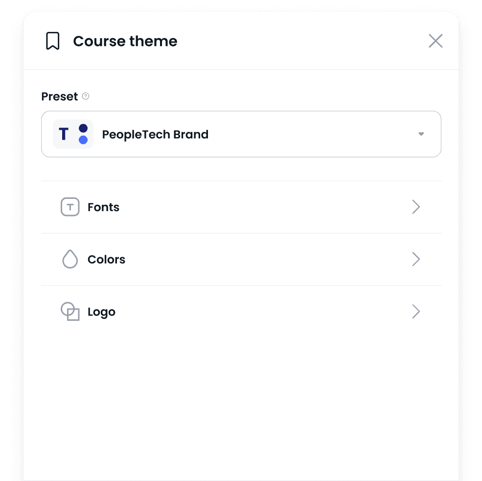 Course theme customization panel