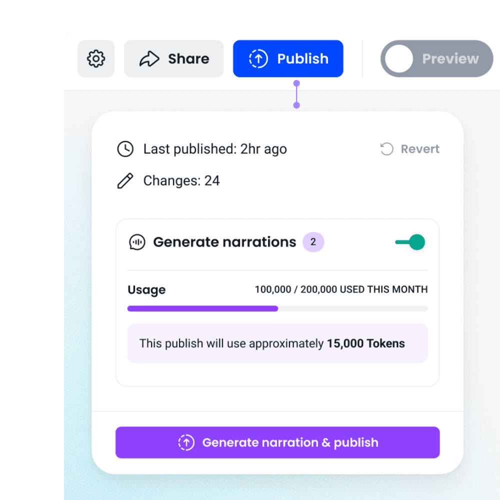 Generate narrations and publish dialog