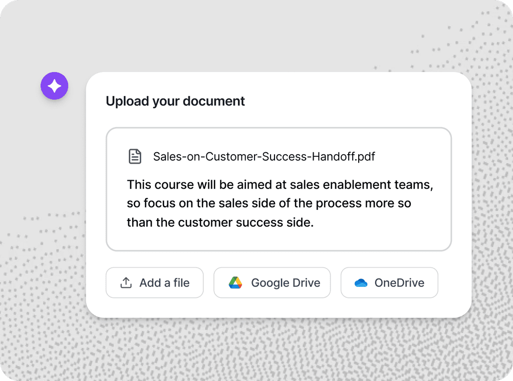 Sales enablement course creation from existing documents